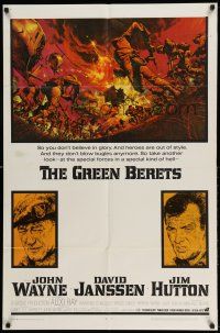 1p404 GREEN BERETS 1sh '68 John Wayne, David Janssen, Jim Hutton, cool Vietnam War art!
