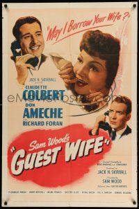 1p408 GUEST WIFE 1sh '45 Don Ameche asks Dick Foran if he can borrow Claudette Colbert!
