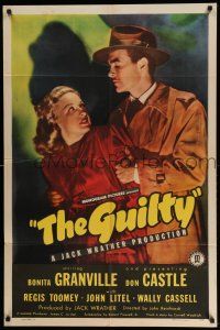 1p409 GUILTY 1sh '47 Bonita Granville, Don Castle, from a story by Cornel Woolrich!