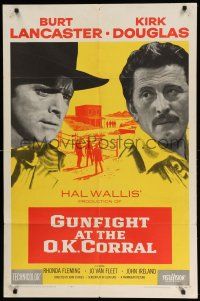1p412 GUNFIGHT AT THE O.K. CORRAL 1sh '57 Burt Lancaster, Kirk Douglas, directed by John Sturges!