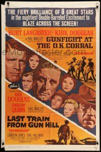1p413 GUNFIGHT AT THE OK CORRAL/LAST TRAIN FROM GUN HILL 1sh '63 Double-Barreled Excitement!