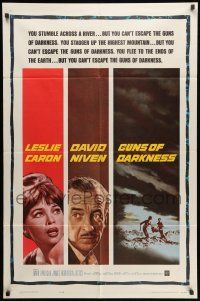1p414 GUNS OF DARKNESS 1sh '62 Leslie Caron & David Niven can't escape the guns of darkness!