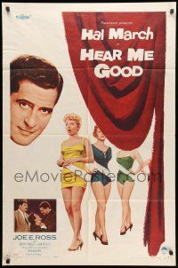1p431 HEAR ME GOOD 1sh '57 Hal March, Joe E. Ross, Merry Anders, Jean Willes, comedy!