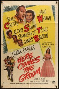 1p443 HERE COMES THE GROOM 1sh '51 Bing Crosby, Jane Wyman, Alexis Smith, Frank Capra