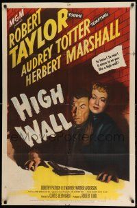 1p450 HIGH WALL 1sh '48 cool noir art of Robert Taylor & Audrey Totter!