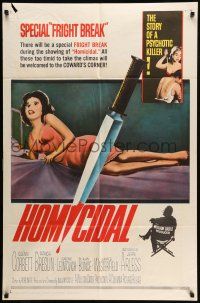 1p461 HOMICIDAL 1sh '61 William Castle's frightening story of a psychotic female killer!
