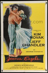 1p520 JEANNE EAGELS 1sh '57 best romantic artwork of Kim Novak & Jeff Chandler kissing!