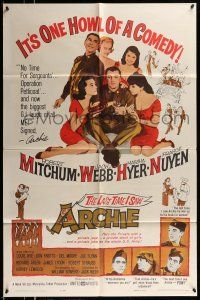 1p557 LAST TIME I SAW ARCHIE 1sh '61 art of Robert Mitchum & Jack Webb in jeep full of sexy girls!