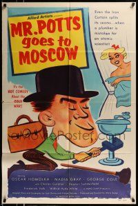 1p651 MR. POTTS GOES TO MOSCOW 1sh '53 Mario Zampi's Top Secret, wacky art of George Cole!