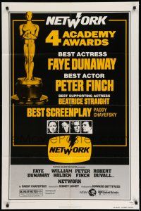 1p671 NETWORK awards 1sh '76 written by Paddy Cheyefsky, William Holden, Sidney Lumet classic!