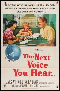 1p680 NEXT VOICE YOU HEAR 1sh '50 James Whitmore, Nancy Davis & God on the radio!