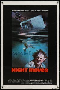 1p682 NIGHT MOVES 1sh '75 Gene Hackman, Susan Clark, James Woods, sexy diver art!