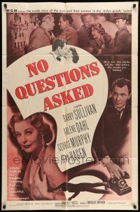 1p688 NO QUESTIONS ASKED 1sh '51 treacherous Arlene Dahl is a double-crossing doll, Barry Sullivan
