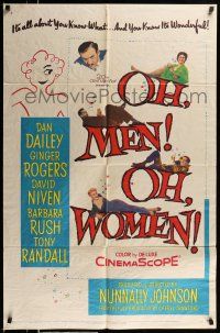 1p696 OH MEN OH WOMEN 1sh '57 Dan Dailey, Ginger Rogers, David Niven, Barbara Rush