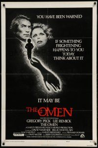 1p699 OMEN style F 1sh '76 Gregory Peck, Lee Remick, Satanic horror, you've been warned!