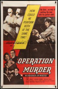 1p705 OPERATION MURDER 1sh '57 Dr. Tom Conway is accused of operating & killing at the same time!