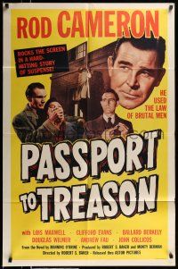 1p718 PASSPORT TO TREASON 1sh '56 Rod Cameron, Lois Maxwell, he used the law of brutal men!