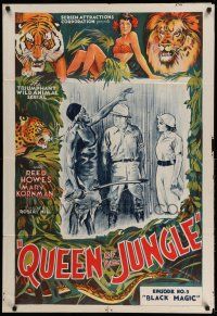 1p747 QUEEN OF THE JUNGLE chapter 5 1sh '35 the triumphant animal wild serial, cool artwork!