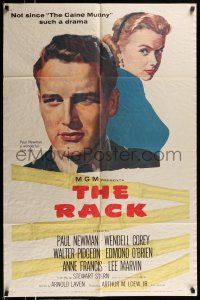 1p748 RACK 1sh '56 art of young Paul Newman & sexy Anne Francis, written by Rod Serling!