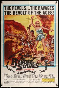 1p766 REVOLT OF THE SLAVES 1sh '61 artwork of sexy Rhonda Fleming with whip!