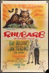 1p770 RHUBARB 1sh '51 New York baseball team owned by cat, sexy Jan Sterling!