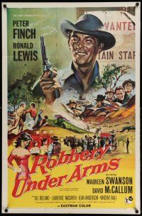 1p778 ROBBERY UNDER ARMS 1sh '58 great art of Maureen Swanson & cowboy Peter Finch!