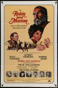 1p779 ROBIN & MARIAN 1sh '76 art of Sean Connery & Audrey Hepburn by Drew Struzan!