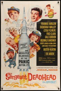 1p820 SERGEANT DEADHEAD 1sh '65 Frankie Avalon, sexy Deborah Walley, Buster Keaton