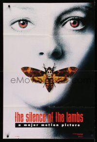 1p833 SILENCE OF THE LAMBS style A teaser DS 1sh'90 great image of Jodie Foster with moth over mouth