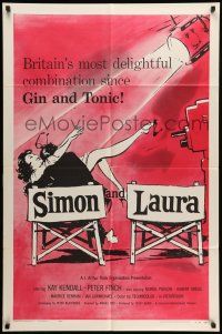 1p836 SIMON & LAURA 1sh '56 artwork of both sides of Peter Finch & Kay Kendall!