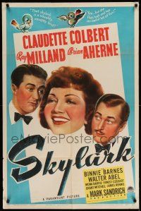1p841 SKYLARK 1sh '41 Claudette Colbert, Ray Milland, Aherne, written by Samson Raphaelson!
