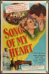 1p851 SONG OF MY HEART 1sh '48 romantic biography of Russian composer Tchaikovsky!