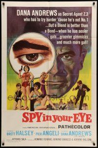 1p857 SPY IN YOUR EYE 1sh '66 Dana Andrews has sexier gals and groovier gimmicks, cool art!