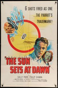 1p883 SUN SETS AT DAWN 1sh '50 Sally Parr, Philip Shawn, cool gun & target art!