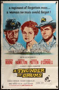 1p917 THUNDER OF DRUMS 1sh '61 art of Richard Boone, George Hamilton & Luana Patten, Civil War!