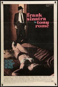 1p926 TONY ROME 1sh '67 detective Frank Sinatra w/gun & sexy near-naked girl on bed!
