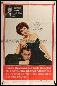 1p927 TOP SECRET AFFAIR 1sh '57 Susan Hayward tames toughest General Kirk Douglas!