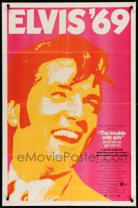 1p936 TROUBLE WITH GIRLS 1sh '69 great gigantic close up art of smiling Elvis Presley!