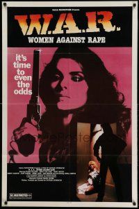 1p952 W.A.R.: WOMEN AGAINST RAPE 1sh '87 Frank Stallone, sexy woman with HUGE gun!