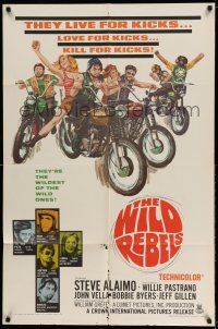 1p976 WILD REBELS 1sh '67 savage bad bikers who live, love, & kill for kicks!