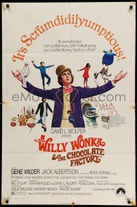 1p977 WILLY WONKA & THE CHOCOLATE FACTORY 1sh '71 Gene Wilder, it's scrumdidilyumptious!