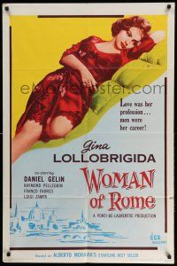 1p985 WOMAN OF ROME 1sh '56 love was sexy Gina Lollobrigida's profession but men were her career!