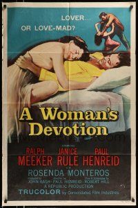 1p986 WOMAN'S DEVOTION 1sh '56 directed by Paul Henreid, Battle Shock, lover or love-mad!
