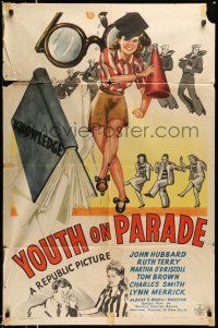 1p995 YOUTH ON PARADE 1sh '42 patriotic teen musical, John Hubbard, Ruth Terry!!