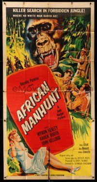 1r712 AFRICAN MANHUNT 3sh '55 in the forbidden jungle where no white man dared go!