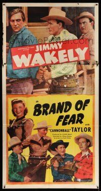 1r735 BRAND OF FEAR 3sh '49 singing cowboy Jimmy Wakely, Dub 'Cannonball' Taylor!