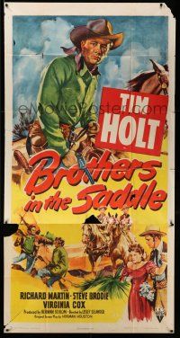 1r739 BROTHERS IN THE SADDLE 3sh '49 cool western artwork of cowboy Tim Holt on horse with gun!