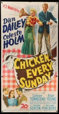 1r746 CHICKEN EVERY SUNDAY 3sh '49 great stone litho art of Dan Dailey & Celeste Holm dancing!