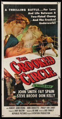 1r753 CROOKED CIRCLE 3sh '57 two-fisted boxing champ vs crooked underworld, cool art!
