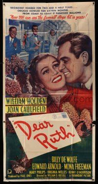 1r758 DEAR RUTH style A 3sh '47 romantic close up art of William Holden & Joan Caulfield!